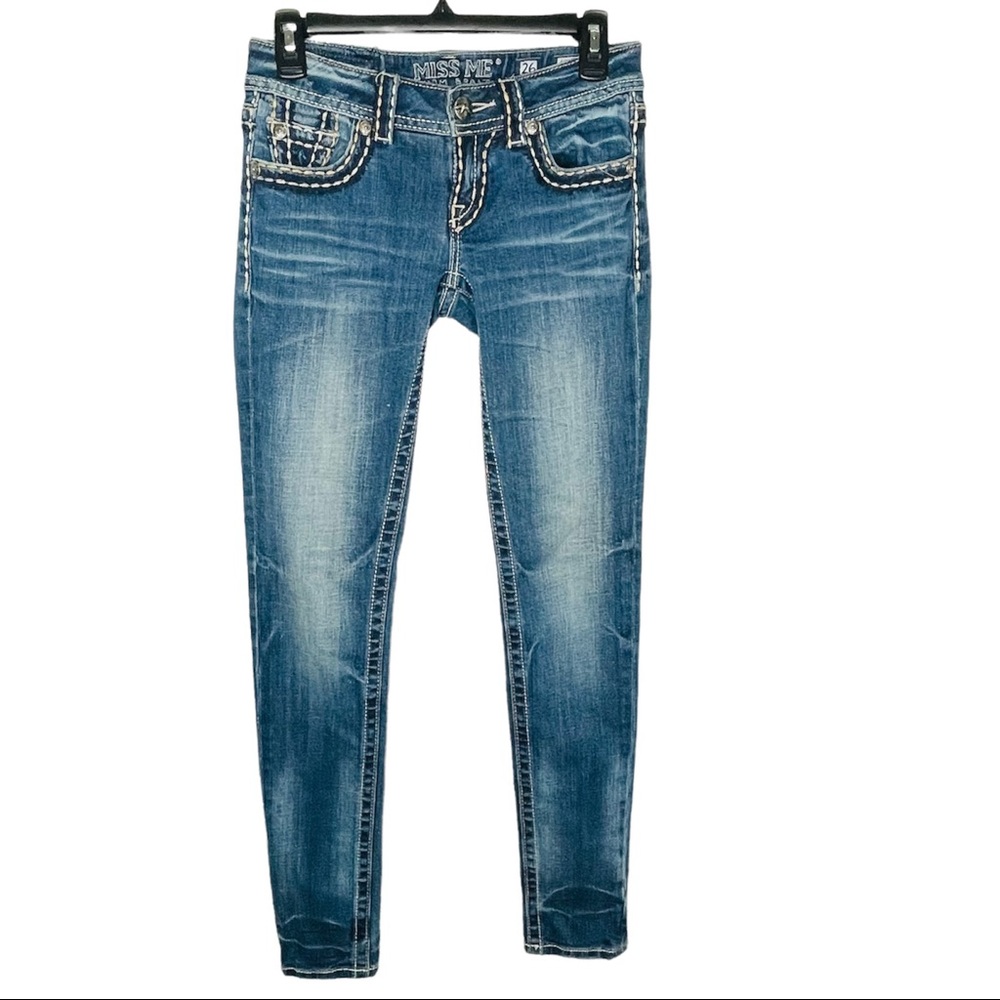 MISS ME Denim Brand Sunny Skinny Blue Denim Low Rise Jeans Women Size: 26